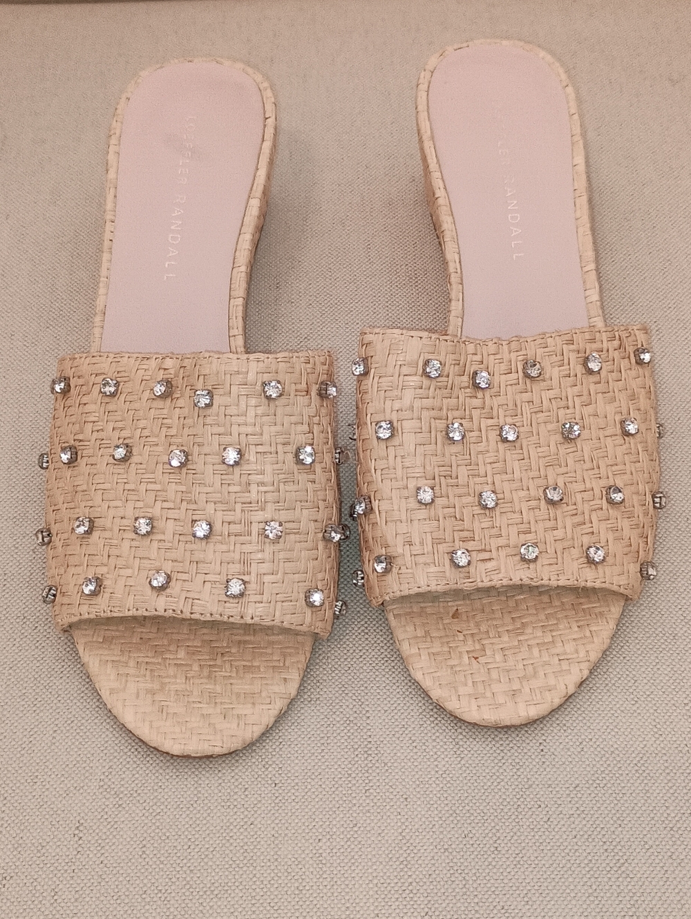 Loeffler Randal Twilly Wedge Slides Natural Straw Raffia Size 8.5 - Picture 2 of 13